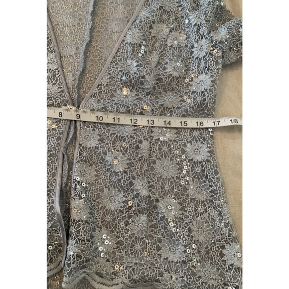 Vintage R&M Collection Lace Maxi Dress Womens Size 6 Pale Blue Sequins & Jacket - Picture 14 of 16